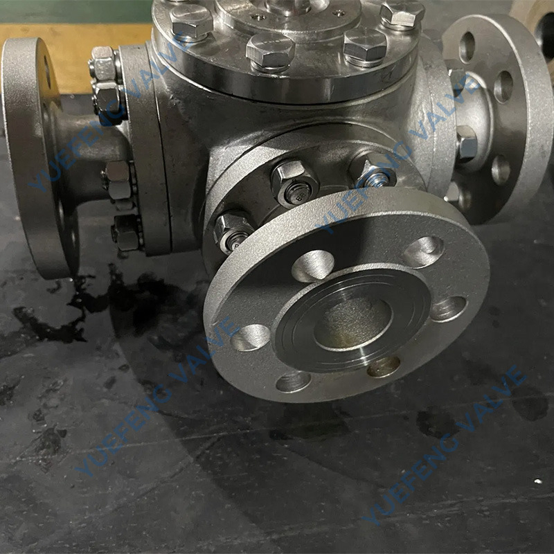 3 Way TL Type Flanged Pneumatic Oil Ball Valve Control Valve