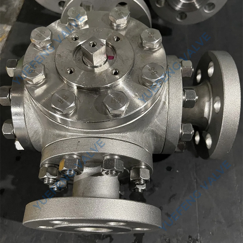3 Way TL Type Flanged Pneumatic Oil Ball Valve Control Valve