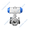 Flanged T-Port Pneumatic Actuated 3-Way Stainless Steel Ball Valve