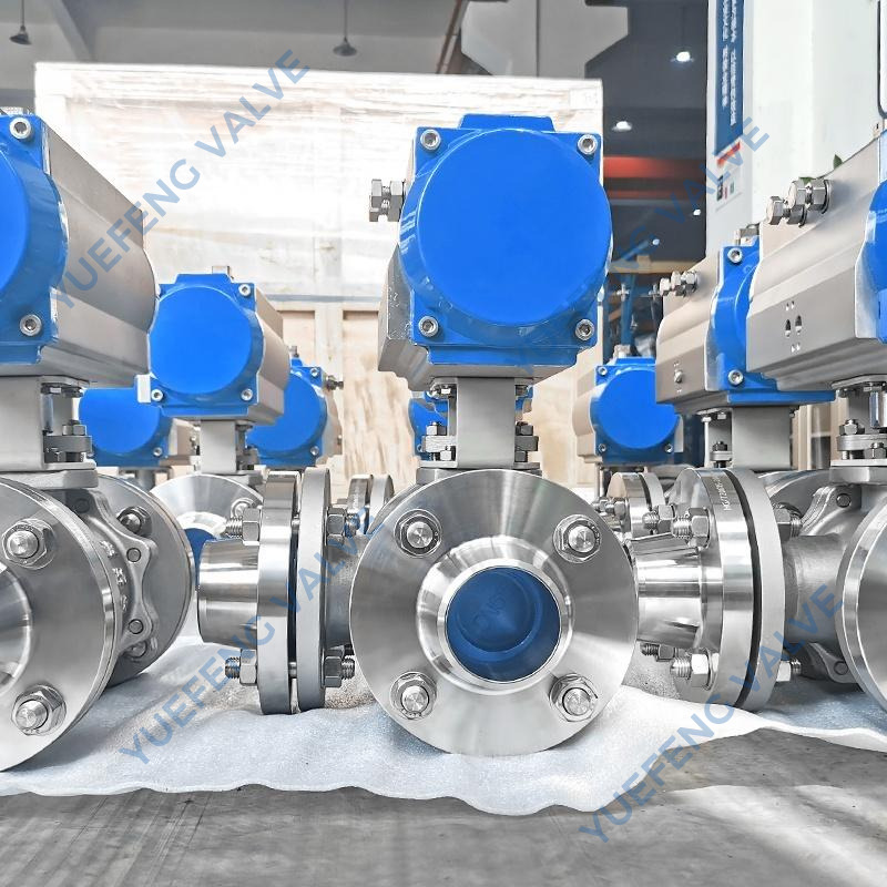 API 6D Pneumatic Actuated Flanged 3-Way Stainless Steel Ball Valve