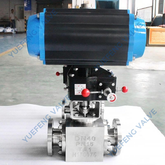 Pneumatic Actuated Flanged 3-Way Ball Valve