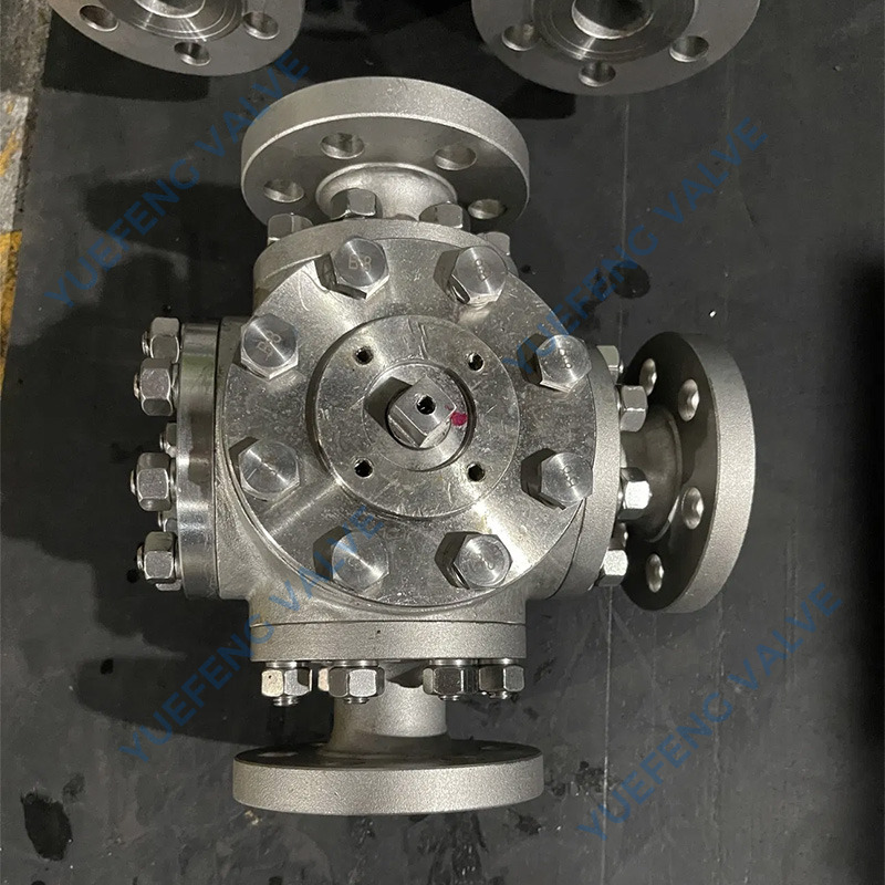 3 Way TL Type Flanged Pneumatic Oil Ball Valve Control Valve