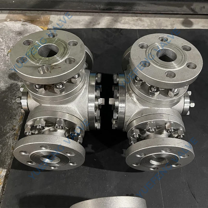 3 Way TL Type Flanged Pneumatic Oil Ball Valve Control Valve