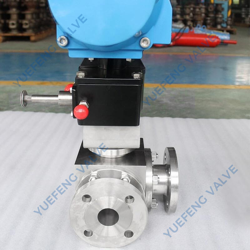 Pneumatic Actuated Flanged 3-Way Ball Valve