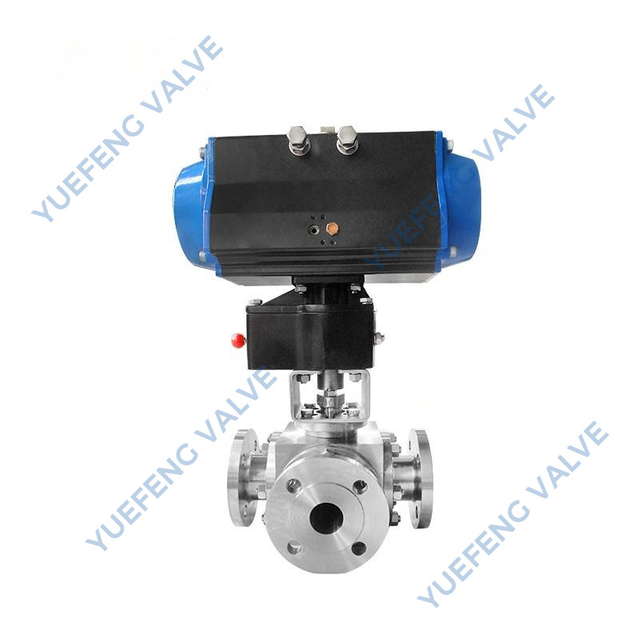 Pneumatic Actuated Flanged 3-Way Ball Valve