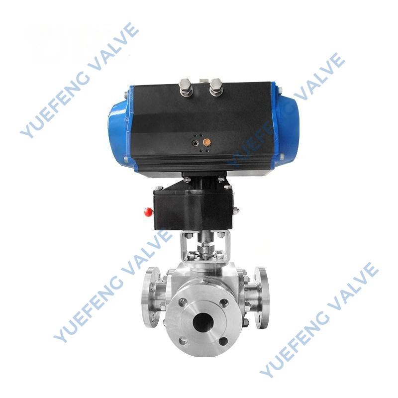 Pneumatic Actuated Flanged 3-Way Ball Valve
