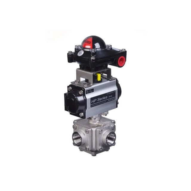 Double Acting Pneumatic Actuator 3-Way Ball Valve Solenoid Valve
